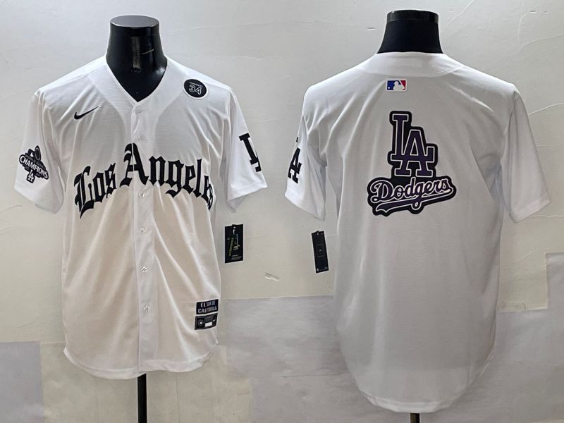 Men Los Angeles Dodgers Blank White Five generations Joint Name 2025 Nike MLB Jersey style 66->los angeles dodgers->MLB Jersey